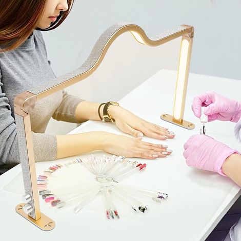 Demi - lune carrée beauté manucure texture broderie lampe de bureau, lampe de table LED, 48W manucure lampe de table, 3000k - 6000k, (or) (1/5)