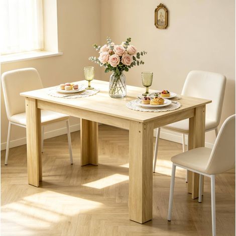 Mesa de comedor rectangular 120 x 69 x 75 cm en tablero de partículas color roble HAVRYA (1/5)