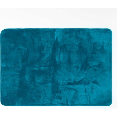 Tapis Rectangle 120x170 cm – Flanelle Unie Ultra Douce – Bleu – Finition Biais (1/4)