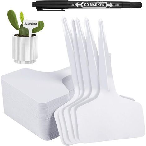 Étiquettes Jardin Extérieur 200 Pièces en Plastique Type T avec Stylo – Pour Semences, Herbes Aromatiques, Fleurs et Légumes Potagers (1/5)