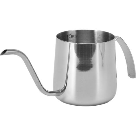 Bouilloire Café en Acier Inox 250ml, Bec Verseur Épais pour Préparation Thé et Lait, Design Étanche avec Poignée (1/5)