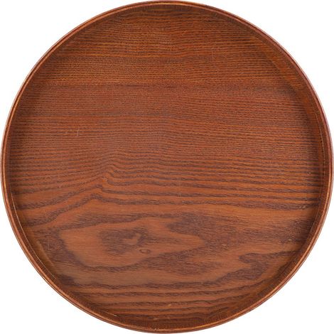 Rundes Serviertablett aus Naturholz, Holzteller, Servierschale für Tee, Speisen, Wasser und Getränke, 30 cm