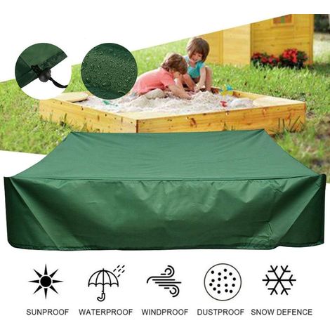 Bache bac à Sable Housse Protection étanche UV Protection pour bac à Oxford avec Cordon de Serrage-Vert(150x150 cm) (1/5)