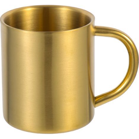 Taza de acero inoxidable de doble pared de 200 ml con asa cómoda, taza de café de metal, taza de té para el hogar, camping al aire libre (dorada) Vasos de acero inoxidable (1/5)