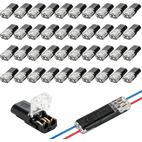 40 Pièces Connecteur Électrique Rapide 2 Broches Etanche, 12V Connecteurs à 2 Fil Basse Tension pour Câble 18-22 AWG Auto Camion Bande LED Audio Bricolage (1/5)