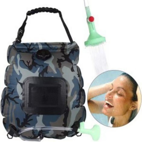 Douche solaire d'extérieur de 20 L – Douche de camping portable pour la randonnée et les voyages – Camouflage (1/5)