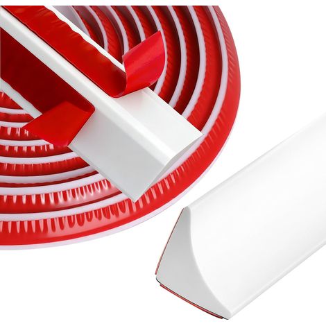 Baguette d'angle autocollante pour plan de travail de cuisine - 3 m - En silicone flexible et étanche - Blanc - 15 mm x 15 mm (1/5)