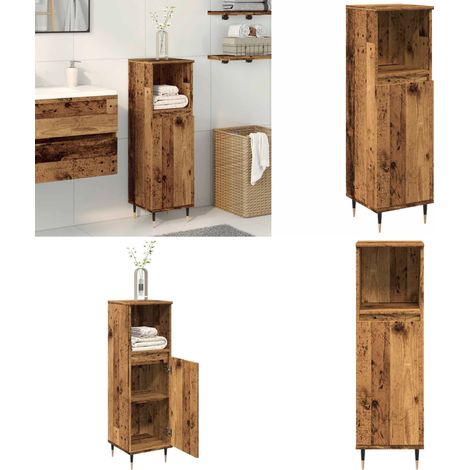 Armario de baño madera de ingeniería envejecida 30x30x100 cm - Mueble de baño - Armario de baño madera