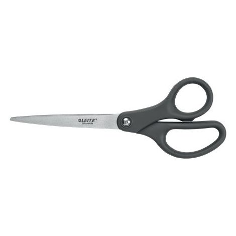 Leitz Titanium Scissors 180mm Stainless Steel Scissors with Titanium-Coated Blades on Plastic-Free Hanging Card