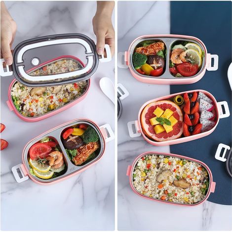 Lunch Box con posate e borsa termica, Bento Box per adulti e bambini, Bento Box portatile per il pranzo al lavoro e a scuola (1/4)