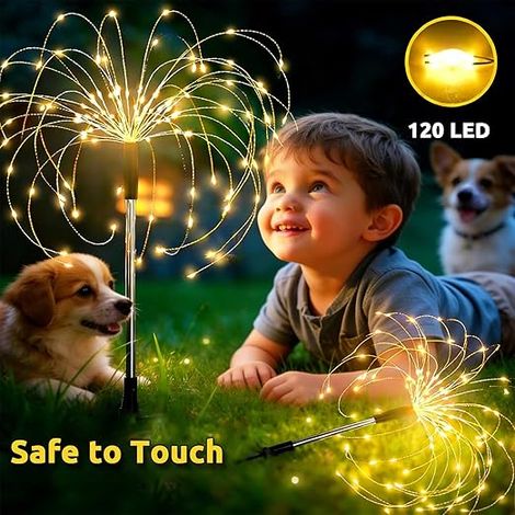 Lampe de feux d'artifice solaire avec télécommande pour jardin pelouse terrasse décoration lampe de feux d'artifice solaire avec télécommande pour jardin pelouse terrasse décoration (1/4)