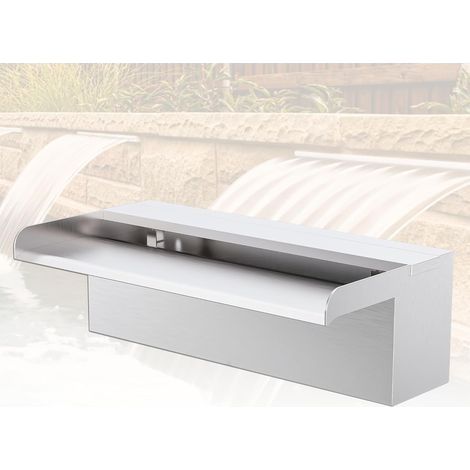 Fontaine De Piscine, Cascade Bassin Exterieur en Acier Inoxydable, Lame D’Eau, Fontaine Exterieur avec Accessoires pour La Décoration D'étang, Patio,Jardin (Long 30cm, Largeur 15cm) (1/5)