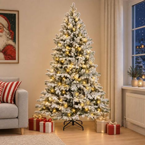 vidaXL Artificial Hinged Christmas Tree 210 cm 300 LEDs Warm White (1/5)