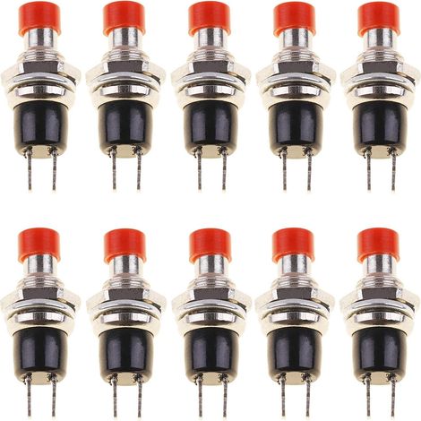 10pcs PBS-110 PBS-105B Mini micro bouton poussoir sans verrouillage interrupteur d'allumage/d'arrêt instantané rouge (normalement fermé) (1/5)