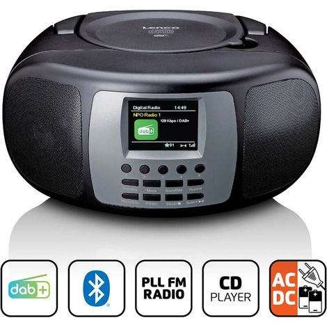 Tragbares dabukw radio mit bluetooth cd player und groem lcd farbdisplay schwarz