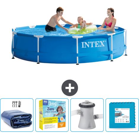 Intex-Schwimmbecken mit rundem Rahmen – 305 x 76 cm – Blau – im Lieferumfang enthalten Accessoire CB9