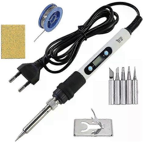 Fer à souder électrique 60 W/80 W avec écran LCD, température réglable, outils de réparation et de soudage, 220 V/110 V, pointes de fil à souder (1/5)