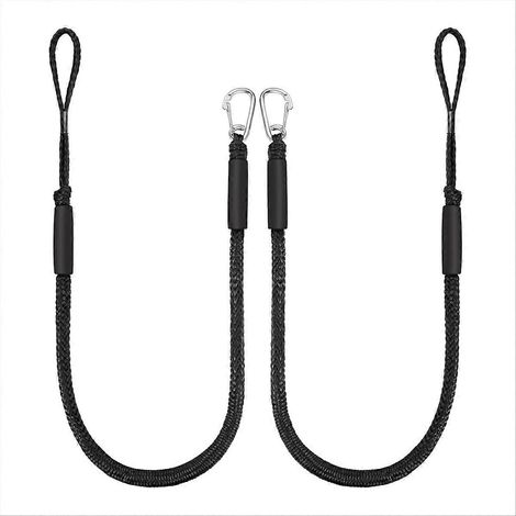 Lot de 2 amarres élastiques de 1,2 m pour bateaux, corde d'amarrage robuste avec mousqueton en acier inoxydable pour jet ski, ponton (1/5)