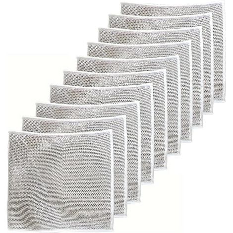 10 Edelstahl-Scheuerschwämme zur Reinigung von Töpfen, Pfannen und Kochflächen, langlebig und kratzfest