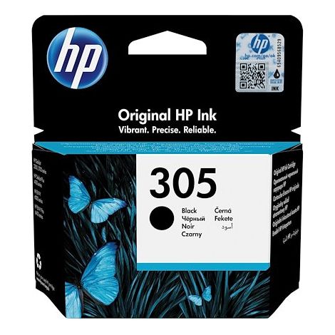 Cartouche d’encre noire 305 – Encre à pigments – Rendement standard 120 pages – Compatible avec imprimantes HP DeskJet et Envy – Hewlett Packard