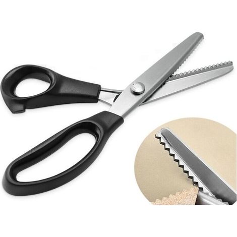 Ciseaux à tissus zigzag professionnels en acier inoxydable – Lame allongée pour coupes précises – Prise ergonomique pour enfants et adultes (1/5)
