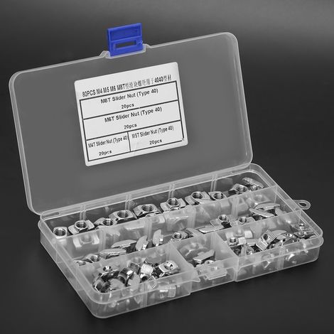 80 T-Nut-Gleitmuttern M4 M5 M6 M8 Befestigungselemente für 4040 Aluminiumprofile (1/5)