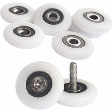 Set mit 8 25-mm-Duschrollen für Duschkabinentüren – inklusive Füllrollen und Schrauben – kompatibel mit den meisten Duschtürmodellen (1/4)