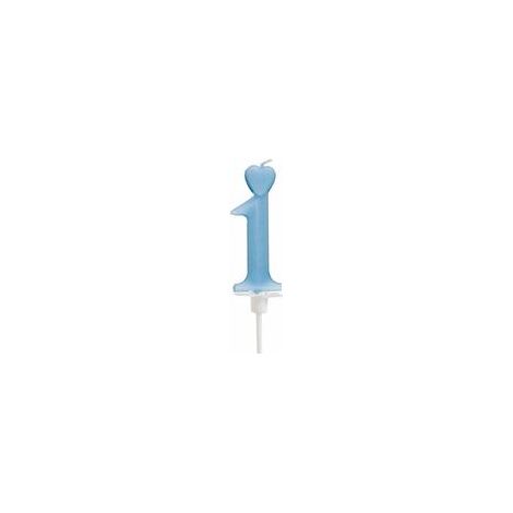 Bougie en forme de cœur numéro 1 bleue