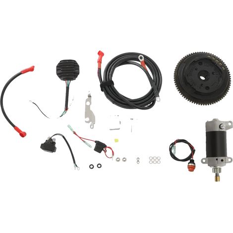 Kit de conversión de arranque eléctrico, conjunto completo del motor, compatible con motores de 4 tiempos, color negro. (1/2)