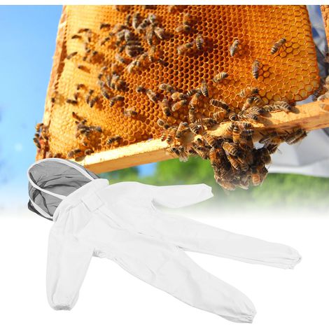 Combinaison d'apiculture une pièce avec voile et capuche pour enfants (blanc, taille M) (1/5)