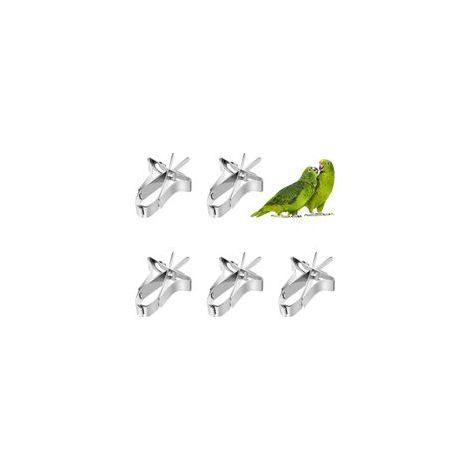 Lot de 5 mangeoires à oiseaux en acier inoxydable – Support à clip pour seiche, jouet de recherche de nourriture, accessoires de cage pour hamster, calopsitte, perroquet et petits animaux (1/5)