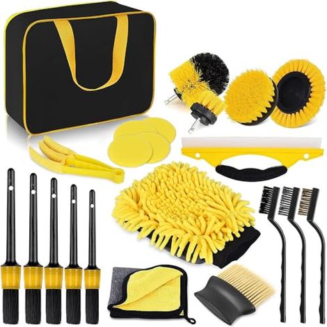 Ensemble de 22 accessoires de brosses pour perceuse, adapté aux kits de lavage et de nettoyage de voitures et aux produits de nettoyage pour véhicules. (1/5)