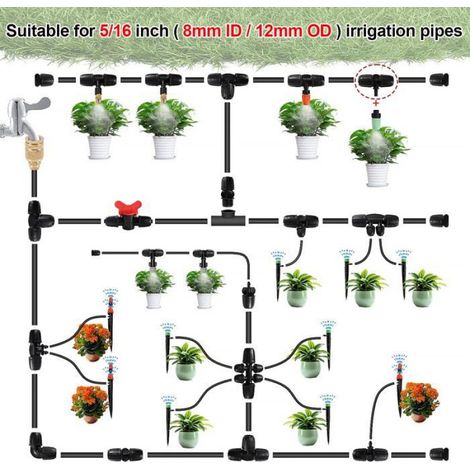 10 Pièces 8/12 mm à 6mm Raccords D'irrigation Goutte à Goutte, 3-Voies Raccord de Tuyau D'Irrigation, Connecteur de Tuyau (1/5)