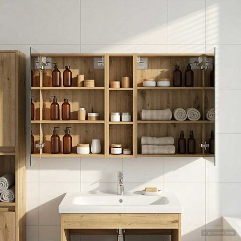 Juego de Muebles de Baño con estante 3 pcs 120 x 14,5 x 70 cm
