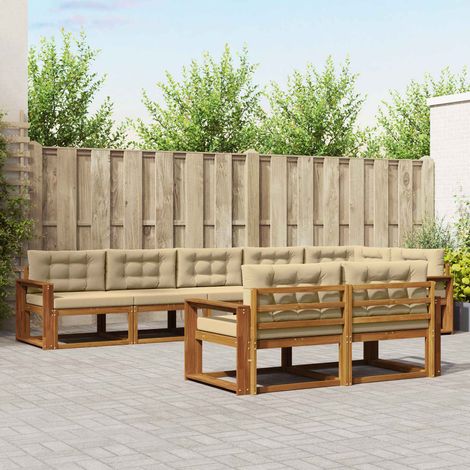 Outdoor-Sofagarnitur mit Kissen 8 pcs Natur und Beige