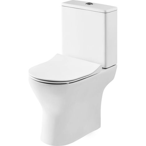 Baswich Compact Rimless Toilet Pan, Cistern and Soft Close Sandwich Seat - 800mm x 375mm x 610mm (1/5)