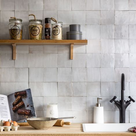 Zellige véritable Carrelage Artisanal - 10x10 cm - Blanc Fes (vendu par boîte de 0,5m²) (1/5)