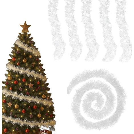 Weihnachtsgirlande 5x2m Weiß mit Schneeflocken, flexibel & wiederverwendbar