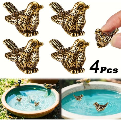 Lot de 4 mini-coupelles de bain en cuivre en forme d'oiseau – Ornements de bain d'oiseau en laiton de 17 g (1/5)