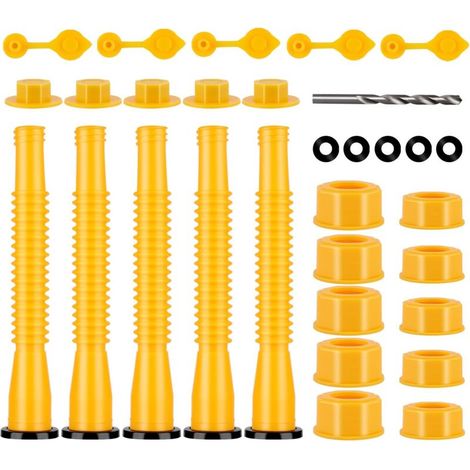Replacement spout kit for gasoline cans, flexible spout suitable for 1/2/5/10 gallon gasoline cans, replacement spout for fuel can (yellow)