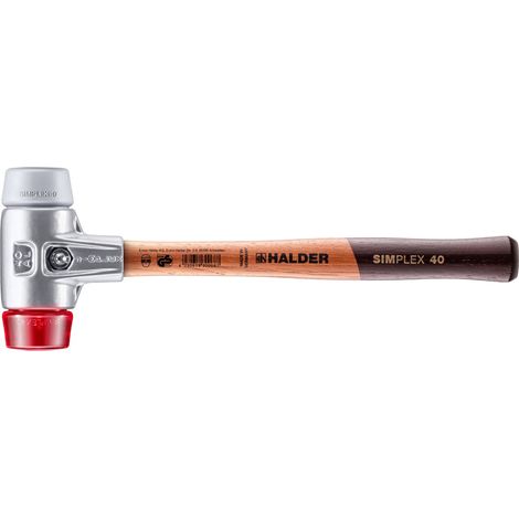 HALDER SIMPLEX Schonhammer Ø 40 mm TPE-mid grau / Plastik rot mit Aluminiumgehäuse (1/5)
