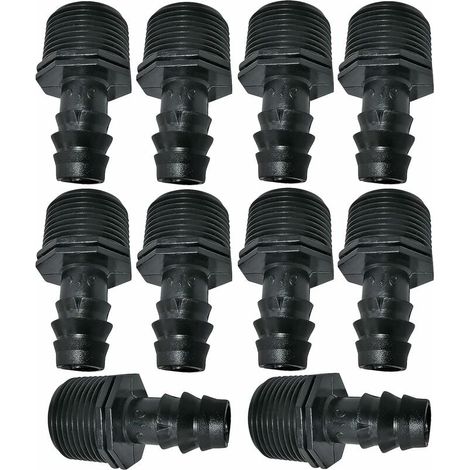 10er-Packung Ø16mmx3/4'' Tropfschlauchadapter/-verbinder mit Außengewinde (für Ø16mm-Schlauch) - Verbinder für Bewässerungs-/Bewässerungssystem (1/4)
