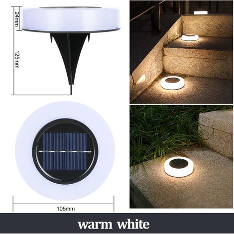 (12 lampes solaires à disque de 8 LED) Décorations extérieures, lampes solaires de jardin étanches à 12 LED, compatibles avec cour, allée, pelouse, terrasse (1/5)