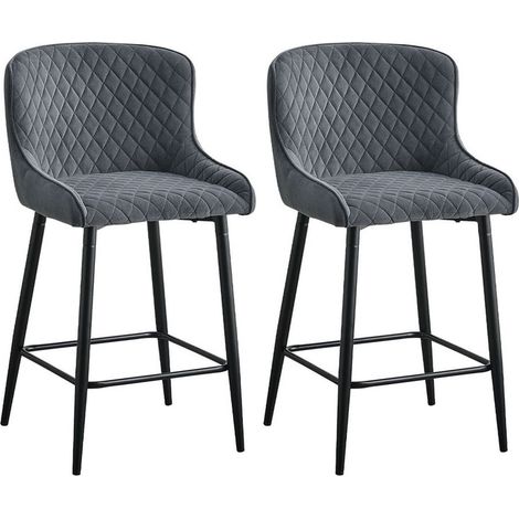 Dining Chair, 2X Velvet Upholstered Kitchen Leisure Chairs Soft Padded Accent Chair,Grey (1/5)