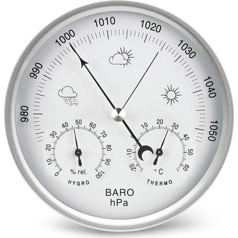 Wetterstation analog Zifferblatt Barometer mit Thermometer Hygrometer Luftdruckmessungen Einfachheit und einfache Ablesbarkeit (1/4)