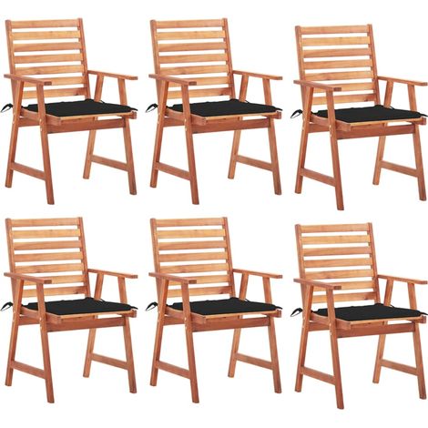 Garten-Essstühle 6 Stk. mit Kissen Massivholz Akazie