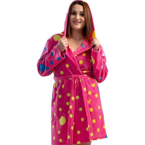 Damen-Fleecebademantel mit warmer Kapuze, Vienetta 1XL (1/5)