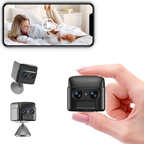 Telecamera di sicurezza wireless per interni, telecamera di sorveglianza magnetica WiFi 4K, visione notturna automatica, rilevamento umano tramite IA, comunicazione bidirezionale, doppia lente