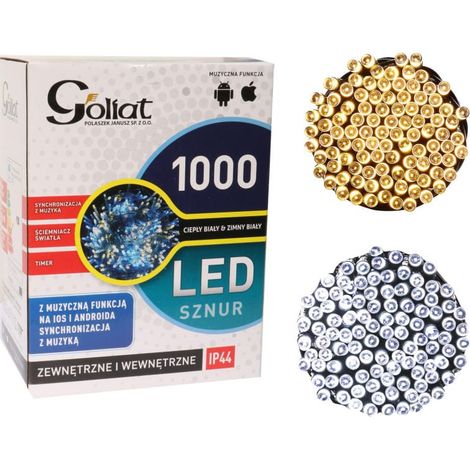 1000 luci LED per albero di Natale con sincronizzazione musicale e dimmer, per esterni IP44, luce bianca calda e fredda, compatibili con iOS e Android. (1/5)