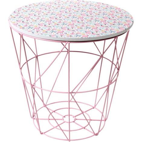 The Home Deco Factory – Rangement filaire Liberty – Dimensions 30x30x30 cm – Bois MDF et métal – Pour chambre d'enfant ou petite table basse (1/3)